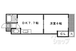 京阪本線 出町柳駅 徒歩2分の賃貸マンション 4階1DKの間取り