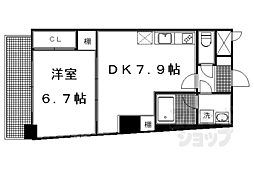 京都市営烏丸線 今出川駅 徒歩13分の賃貸マンション 5階1DKの間取り