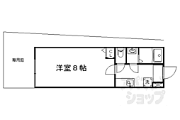 JR山陰本線 円町駅 徒歩8分の賃貸アパート 2階1Kの間取り