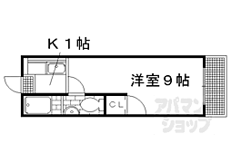 叡山電鉄叡山本線 元田中駅 徒歩7分の賃貸マンション 1階1Kの間取り