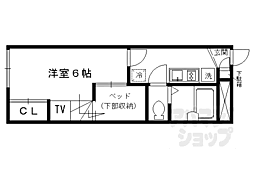 レオパレスナイズ紫竹 1階1Kの間取り
