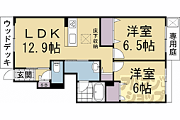 叡山電鉄鞍馬線 岩倉駅 徒歩10分の賃貸アパート 1階2LDKの間取り