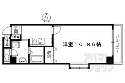 京都市営烏丸線 烏丸御池駅 徒歩4分の賃貸マンション 7階1Kの間取り