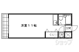 シャインズフラッツ 2階ワンルームの間取り