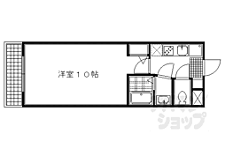 JR山陰本線 円町駅 徒歩9分の賃貸マンション 4階1Kの間取り