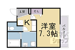 京阪本線 出町柳駅 徒歩7分の賃貸マンション 2階1Kの間取り