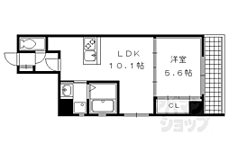 京都市営烏丸線 烏丸御池駅 徒歩7分の賃貸マンション 6階1LDKの間取り