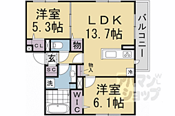 GRAMM東小野堀町EAST 2LDKの間取図画像