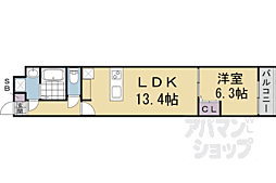 LaFiteSHIMOGAMO 1LDKの間取図画像