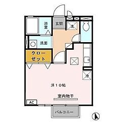 サウス　レグルス 1階ワンルームの間取り