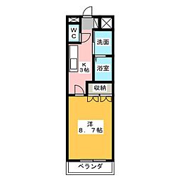 パレディオンハウス 1Kの間取図画像