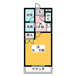 コーポバロン中野 3階1Kの間取り