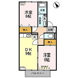 ファミーユ21　Ａ 1階2DKの間取り