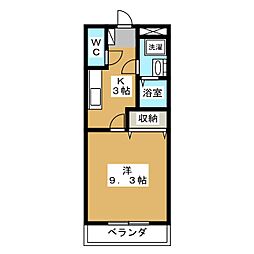 ユースハイム 1Kの間取図画像
