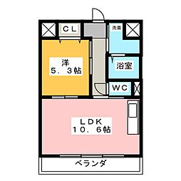 塔世西裏ＭＳビル 3階1LDKの間取り