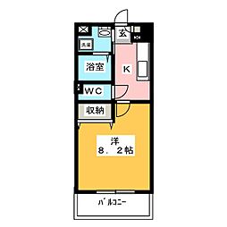 ブルースカイマンションX 3階1Kの間取り