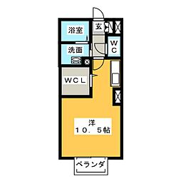 エスポワール 2階ワンルームの間取り