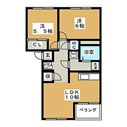 エルハイム 2LDKの間取図画像