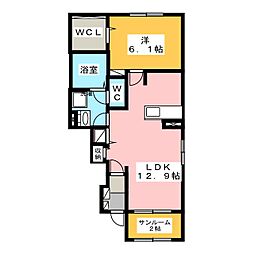 清和苑 1階1LDKの間取り