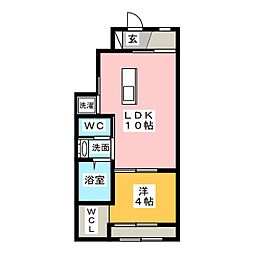 ユニヴァリィF 1LDKの間取図画像