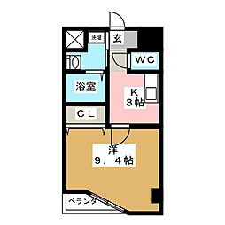 ルラシオン江戸橋 1Kの間取図画像