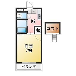 ドリーム2 1Kの間取図画像