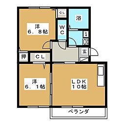 グリュック3B 2LDKの間取図画像