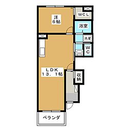 フリーデハイムA 1LDKの間取図画像