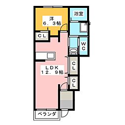 カーサ中野B 1LDKの間取図画像