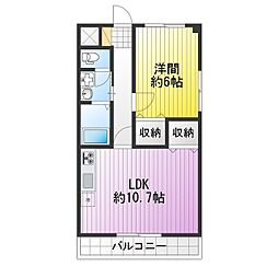 コート津新町 1LDKの間取図画像