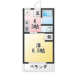 ハイツサンリバー 1Kの間取図画像