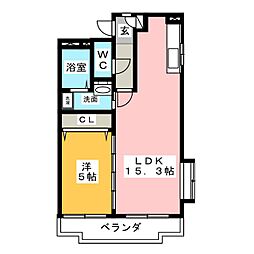 プランドール 1LDKの間取図画像