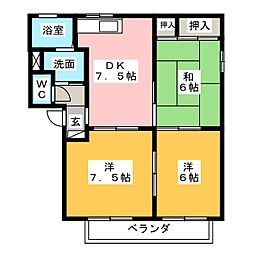 アーバンヒル上津部田 3DKの間取図画像