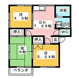 ハイツエバーグリーンD 3DKの間取図画像