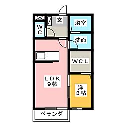 アープトライ東鷹跡A 1DKの間取図画像