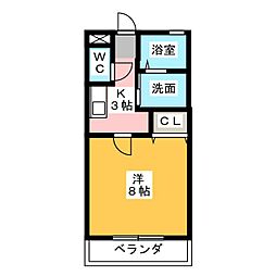コーポタカト 1Kの間取図画像