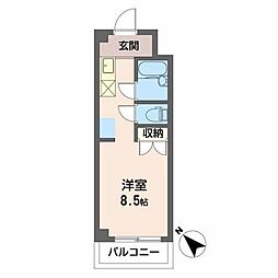 ジョイフル江島 2階1Kの間取り