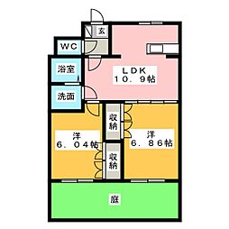 ロイヤル・ラ・ファミーユ　Ａ棟 1階2LDKの間取り
