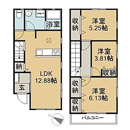リーブルファイン長太旭町四丁目III 1階3LDKの間取り