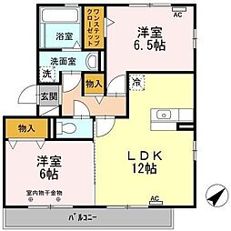 キセギ　シロエ　II 2階2LDKの間取り