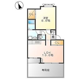 シャルム・ラ・メール2 1LDKの間取図画像