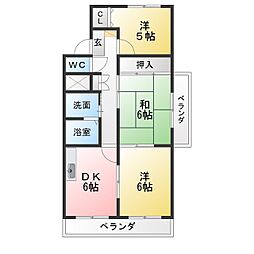 マンション宮木 3DKの間取図画像