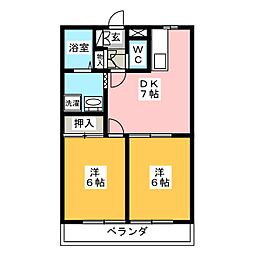 エクセラージュ 2DKの間取図画像