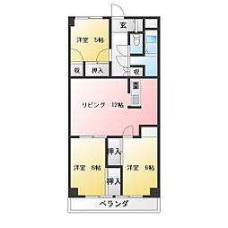 クリスタルパレス東山 3LDKの間取図画像