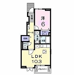 ブリリアント寺家2A 1LDKの間取図画像