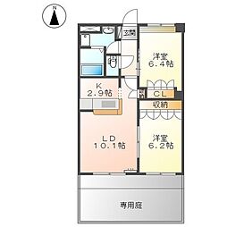ヴァンパインコートB 2LDKの間取図画像