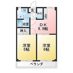 プチフォレスト 2DKの間取図画像