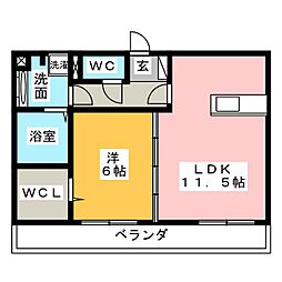 エミネンスB 1LDKの間取図画像