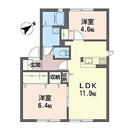 シャンテヴィラ 2LDKの間取図画像
