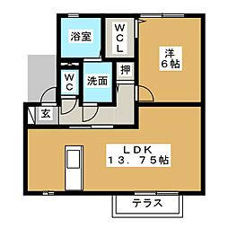 シダーフィールドA 1LDKの間取図画像